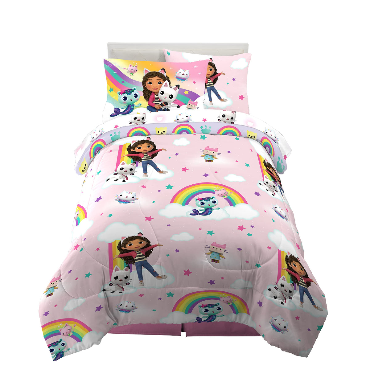 Franco Gabby's Dollhouse front view showing full bedding set and bright characters