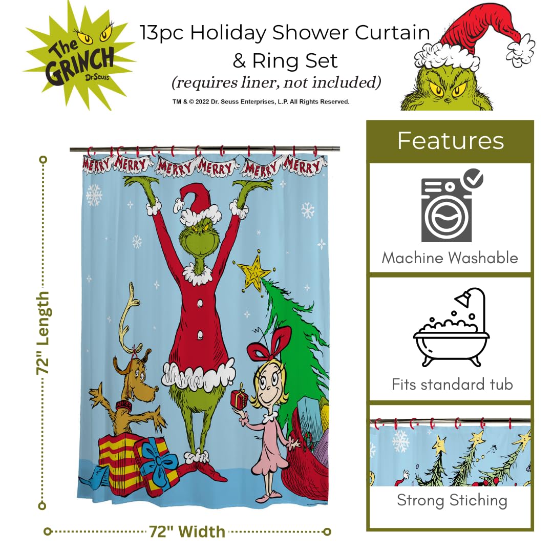 Franco Grinch close-up of fabric print highlighting vivid Dr. Seuss artwork