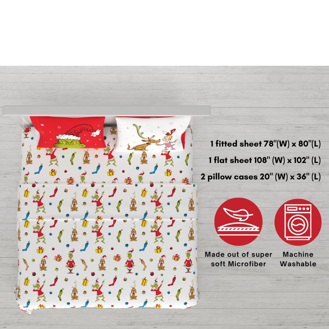 Franco Grinch fitted sheet close-up highlighting soft microfiber texture and cozy feel