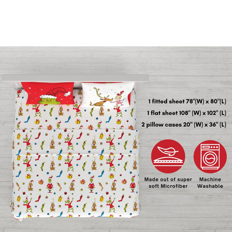 Franco Grinch fitted sheet close-up highlighting soft microfiber texture and cozy feel