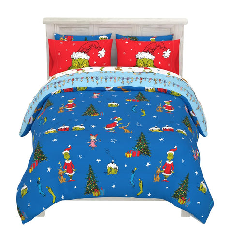 Franco Grinch front comforter view showing vibrant Whoville scene and warmth