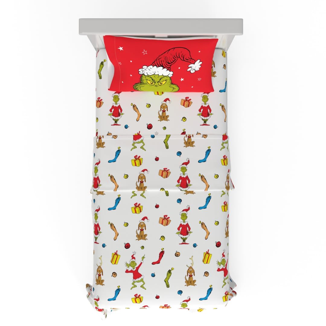 Franco Grinch front view showing full sheet set and cheerful character design for decorative appeal