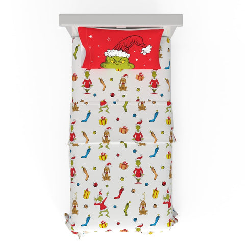 Franco Grinch front view showing full sheet set and cheerful character design for decorative appeal