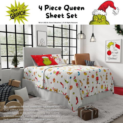 Franco Grinch pillowcase detail with character print and neat stitching for lasting use