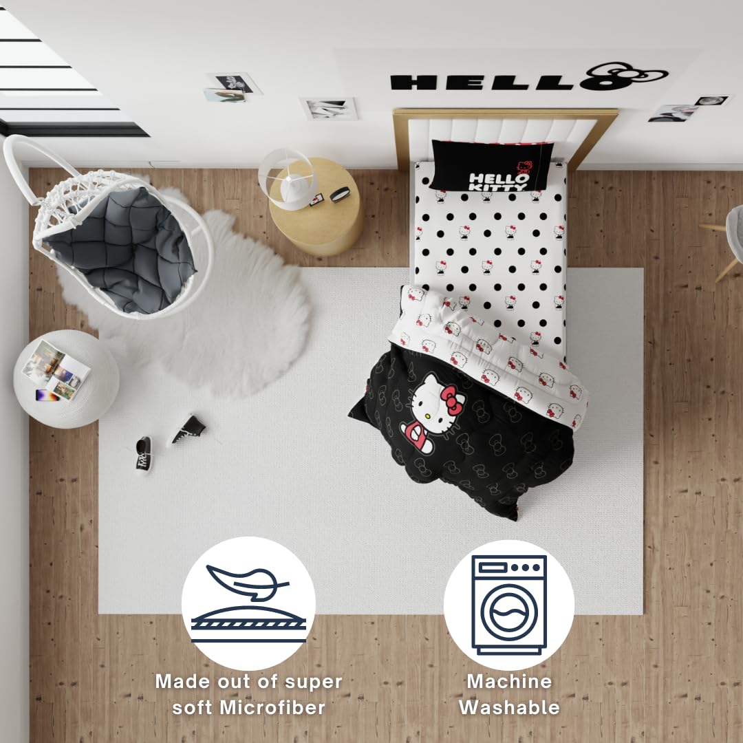 Franco Hello Kitty styled on a twin bed demonstrating mood-switching decor versatility