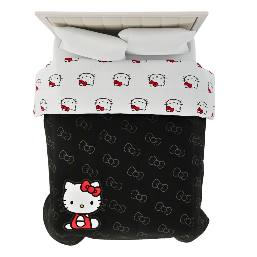 Franco Hello Kitty comforter front view showing chic black design and polished look