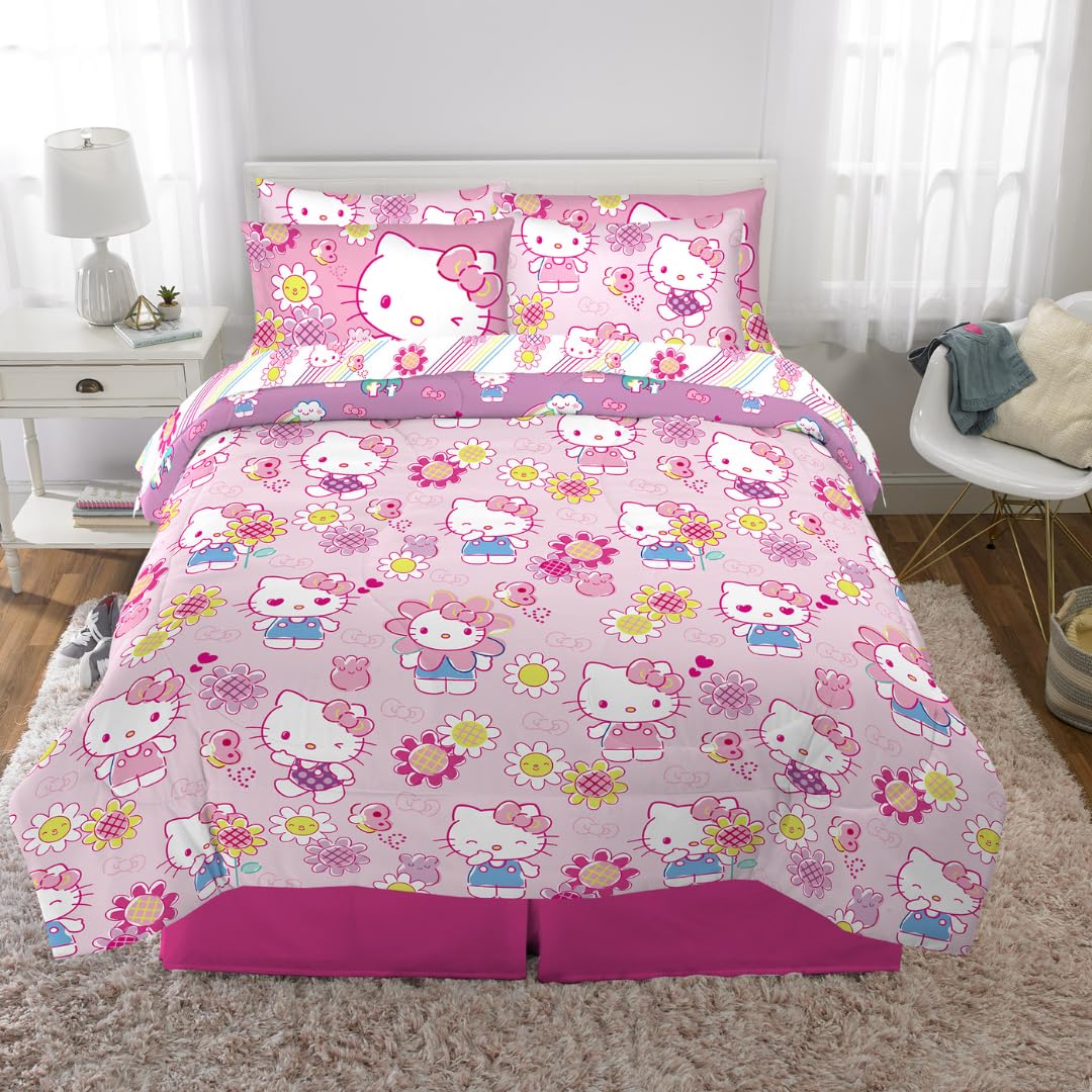 Franco Hello Kitty set on queen bed lifestyle scene for inspiring bedroom decor