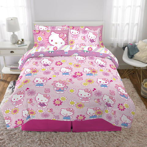 Franco Hello Kitty set on queen bed lifestyle scene for inspiring bedroom decor