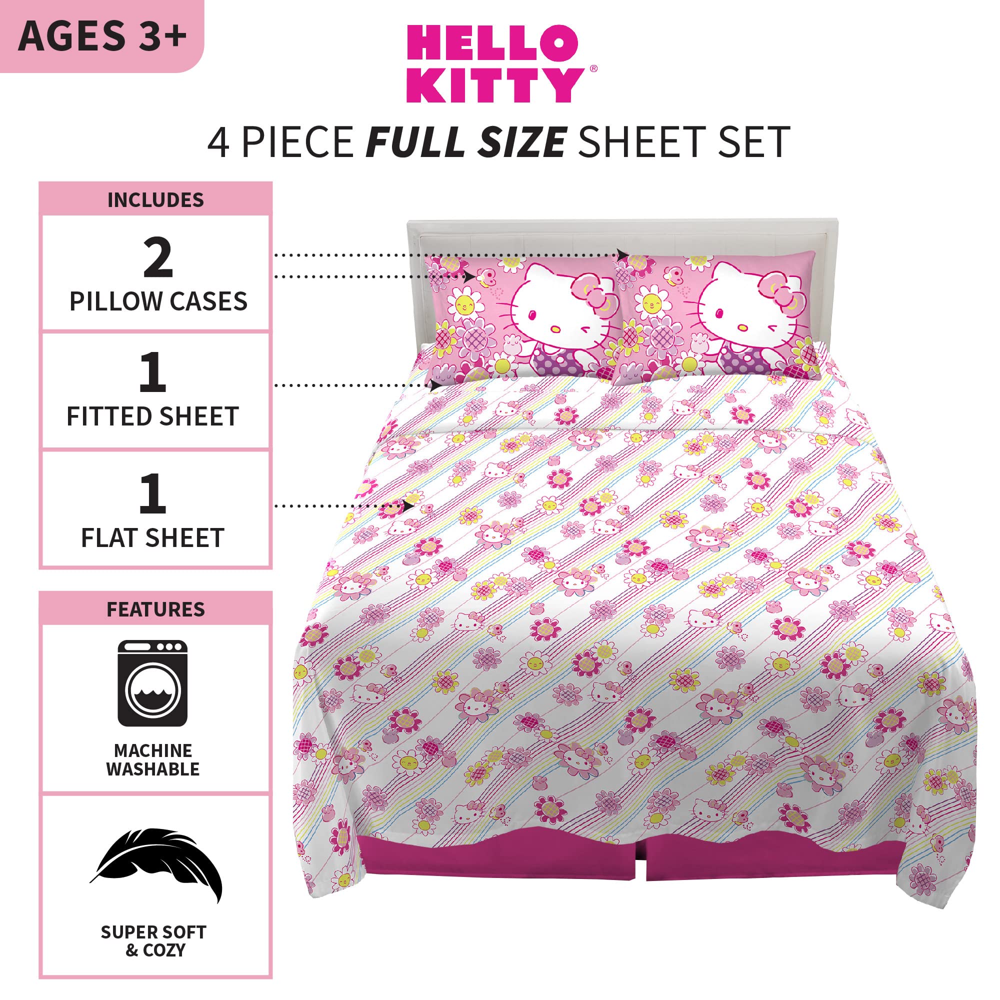 Franco Hello Kitty microfiber fabric close-up highlighting soft texture and long-lasting print