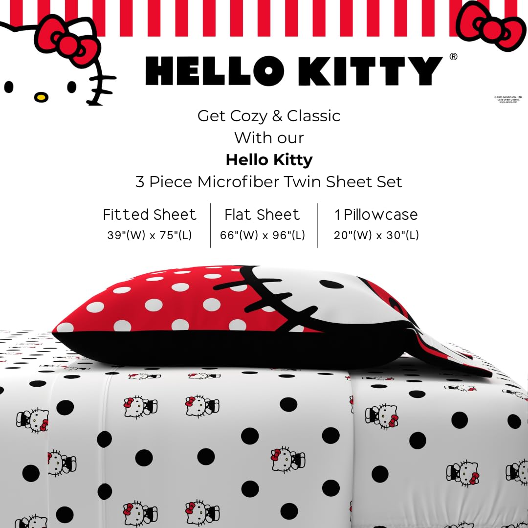 Franco Hello Kitty flat sheet polka dot print that brightens decor