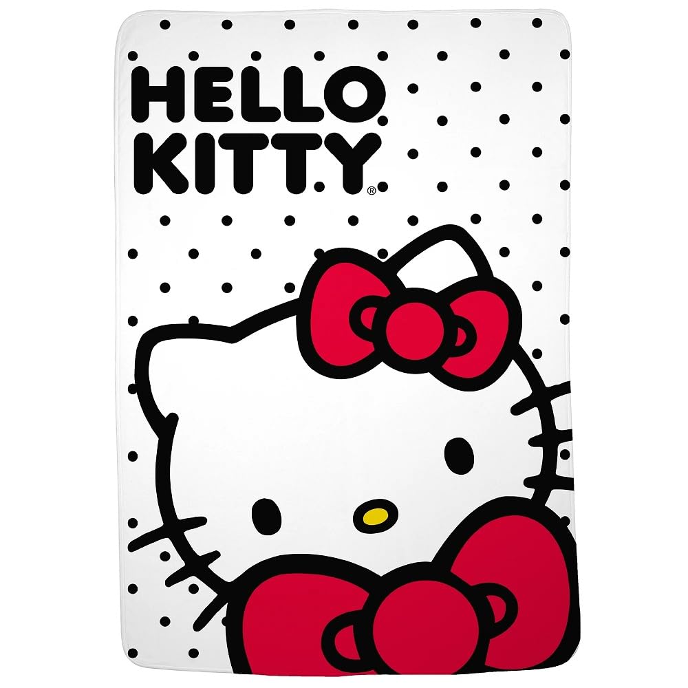 Franco Hello Kitty full blanket spread showing colorful polka dot design and cozy look