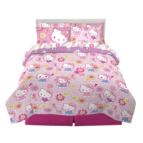 Franco Hello Kitty front comforter view showing cute floral print and cozy feel