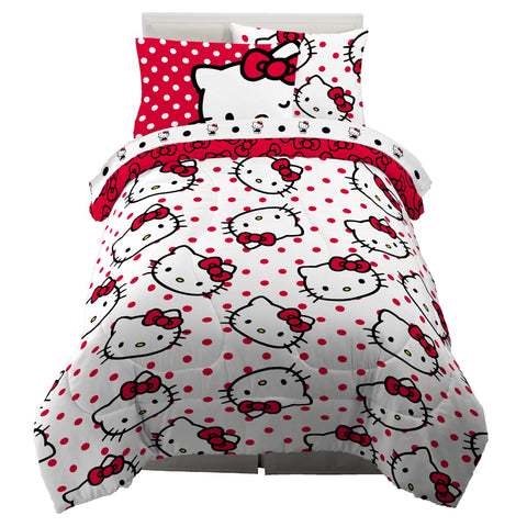 Franco Hello Kitty front view showing comforter and coordinated sheets for charming decor