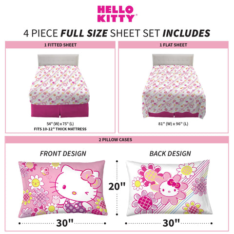 Franco Hello Kitty sheets styled in a child's bedroom adding playful color and cozy comfort