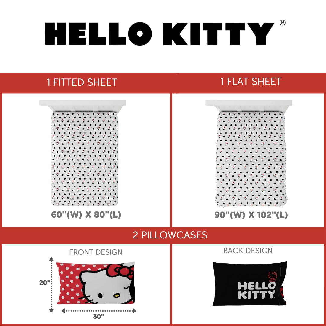 Franco Hello Kitty reversible pillowcase close-up showing red and black sides, versatile styling
