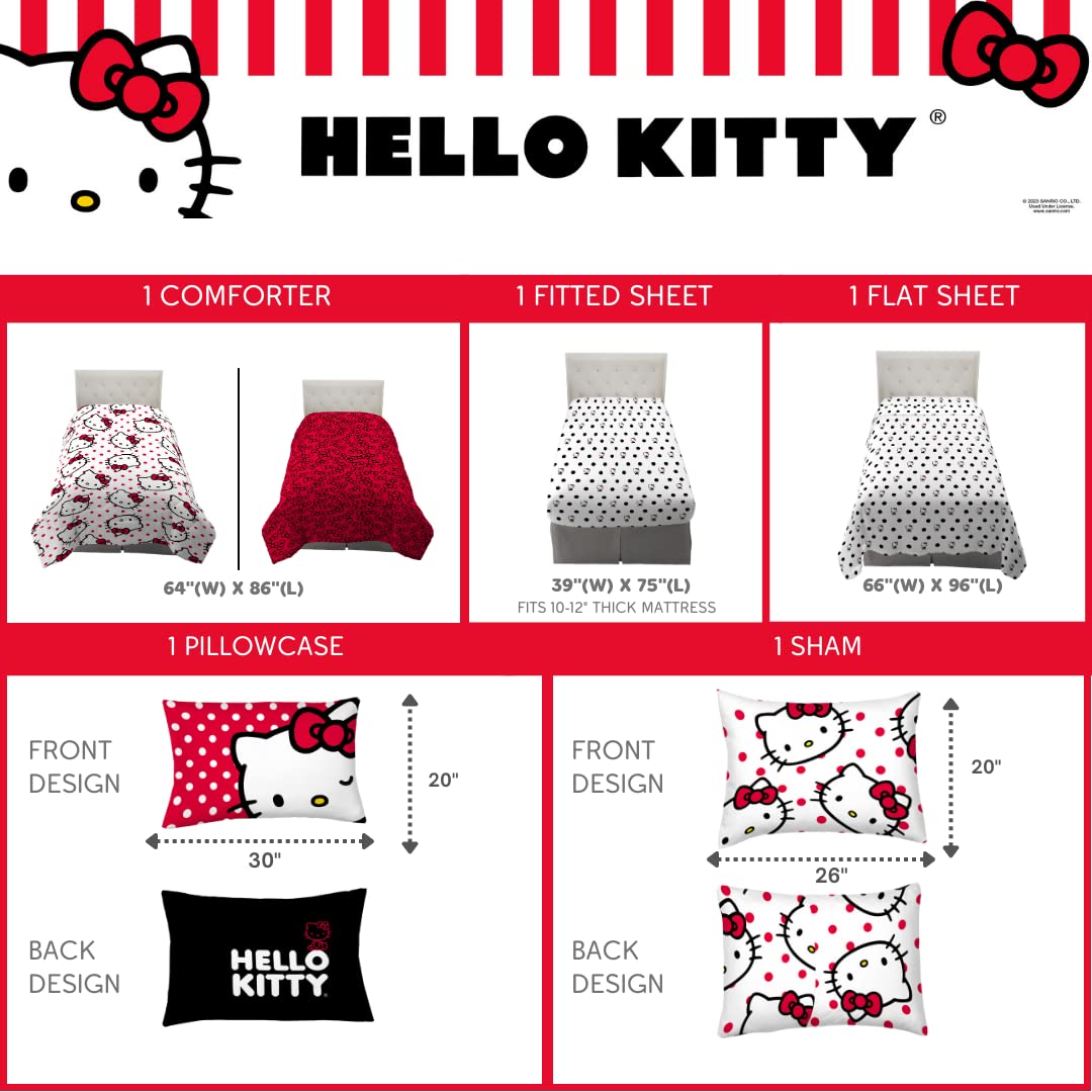 Franco Hello Kitty pillowcase reversible view showing winking Kitty and text reverse for versatility