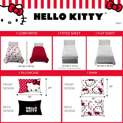 Franco Hello Kitty pillowcase reversible view showing winking Kitty and text reverse for versatility