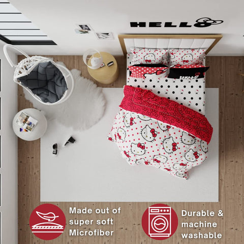 Franco Hello Kitty pillowcase wink design close-up highlighting reversible graphic and playful accent