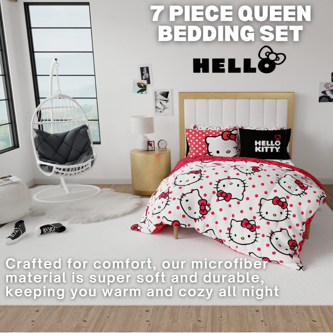Franco Hello Kitty reverse close-up of bold red bow pattern for vibrant bedroom style