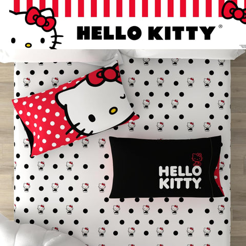 Franco Hello Kitty reversible pillowcase showing two looks for variety