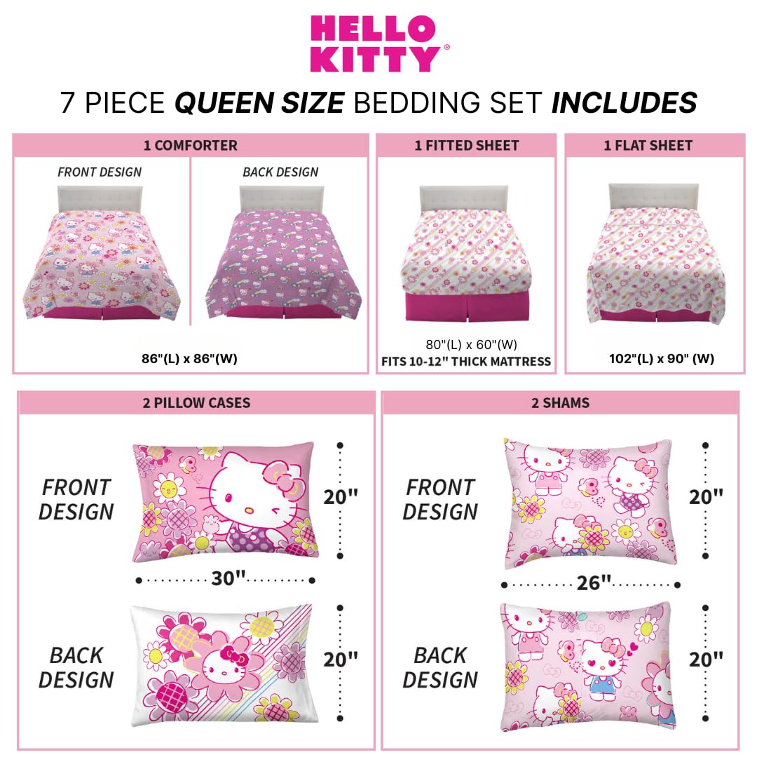 Franco Hello Kitty fitted sheet and pillowcase detail showing soft microfiber