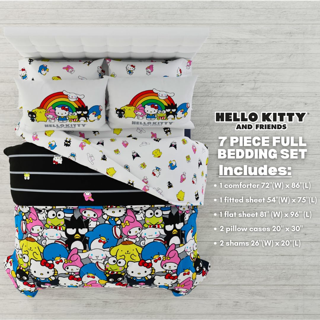 Franco Hello Kitty sheets and pillowcases flat-lay showing coordinated set for cohesive styling