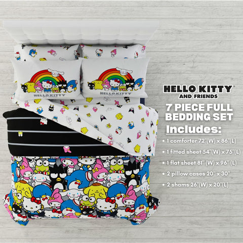 Franco Hello Kitty sheets and pillowcases flat-lay showing coordinated set for cohesive styling