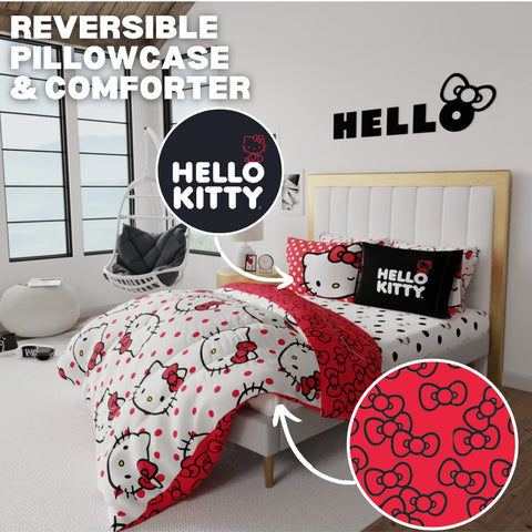 Franco Hello Kitty sheet and sham detail showing print alignment and neat fit for a finished look