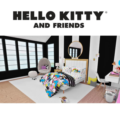 Franco Hello Kitty size comparison on a queen bed illustrating fit and scale