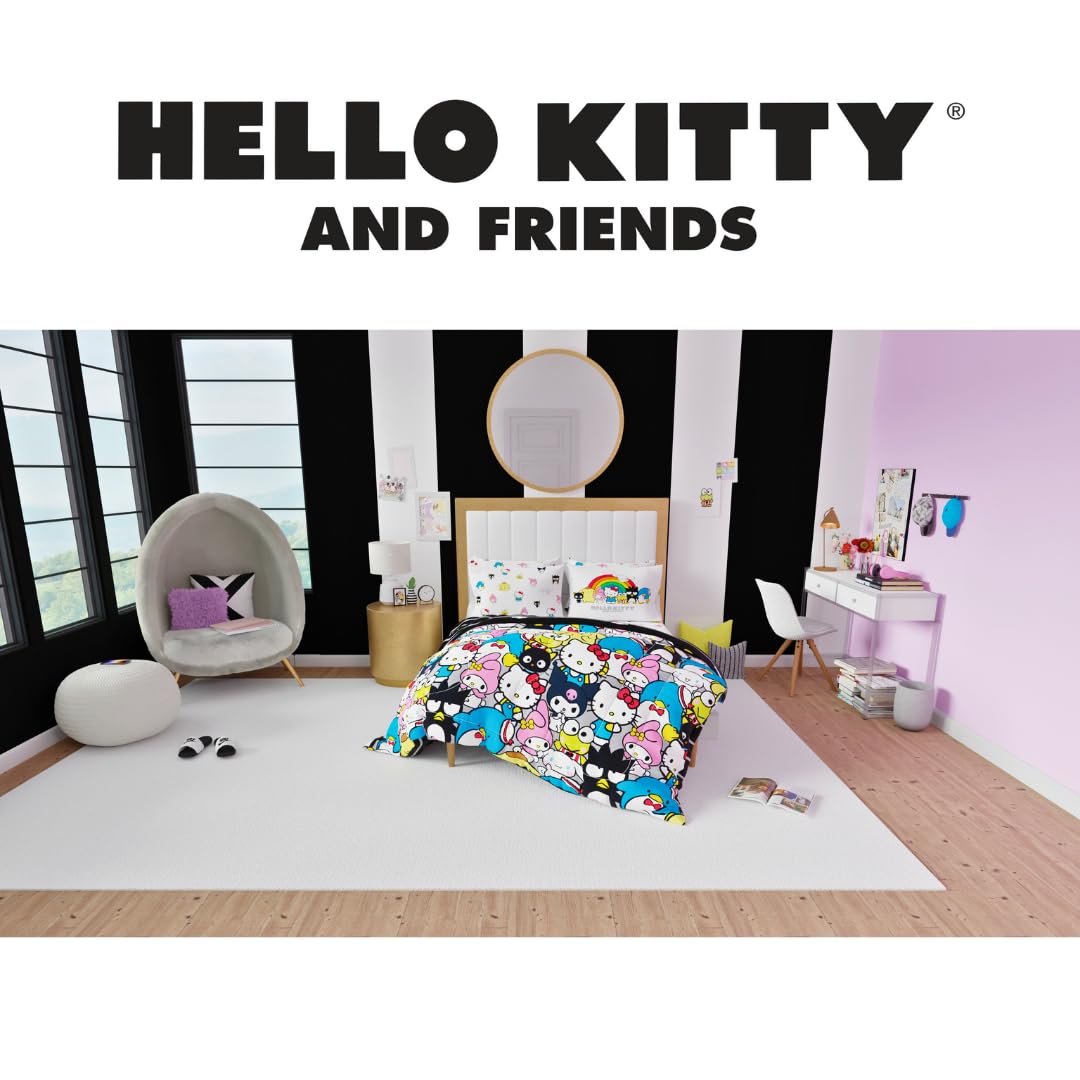 Franco Hello Kitty on full bed showing scale and full-size fit for mattress coverage