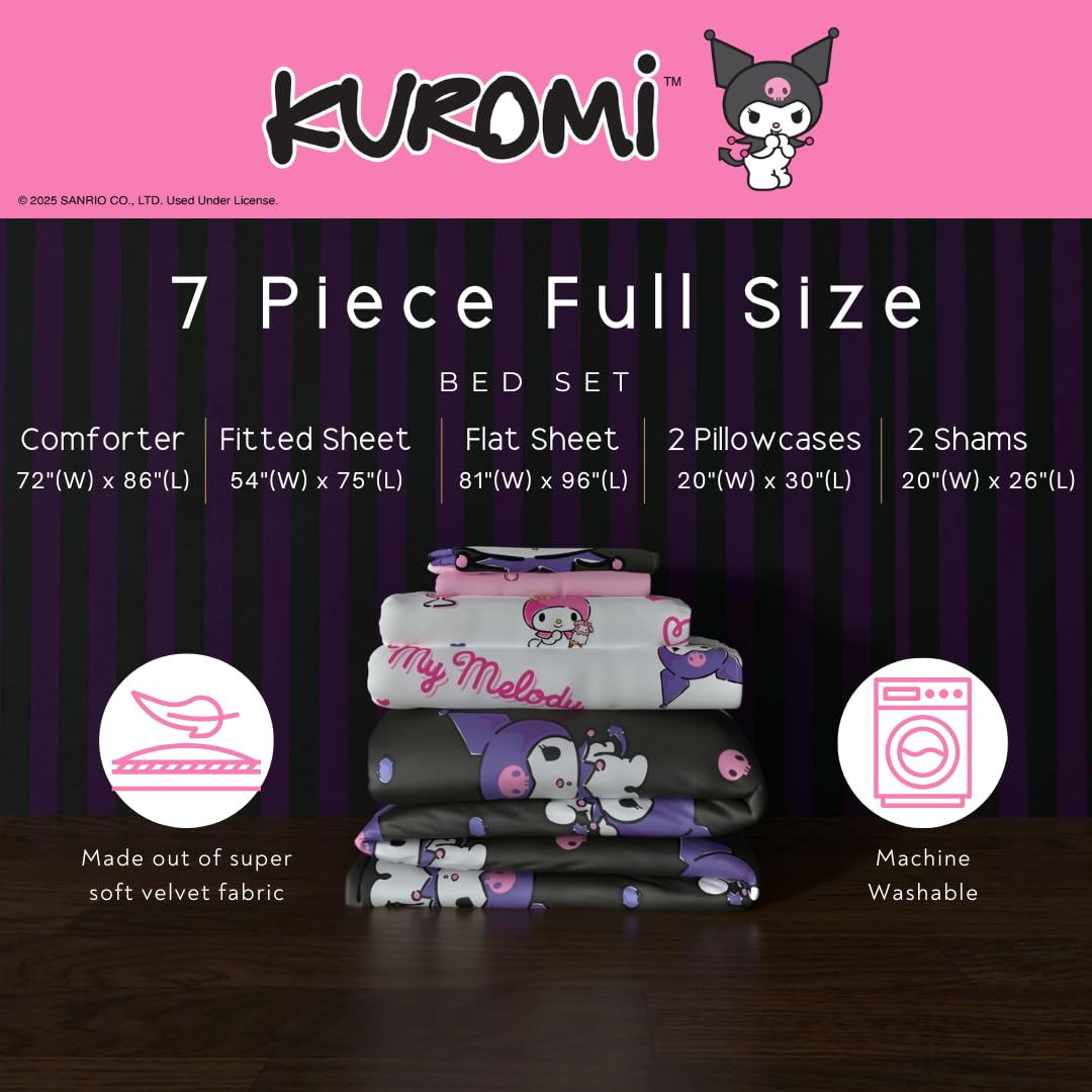 Franco close-up of Kuromi print detail highlighting bold contrast and quality