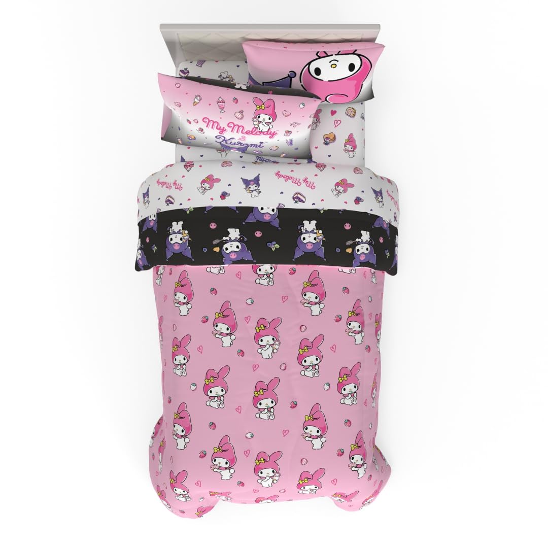 Franco My Melody reverse comforter with pink hearts showing soft charming look
