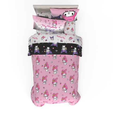 Franco My Melody reverse comforter with pink hearts showing soft charming look