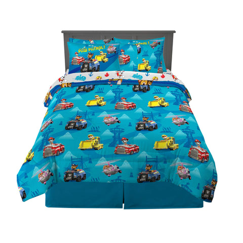 Franco Paw Patrol reversible comforter close-up showing soft microfiber texture and vivid art