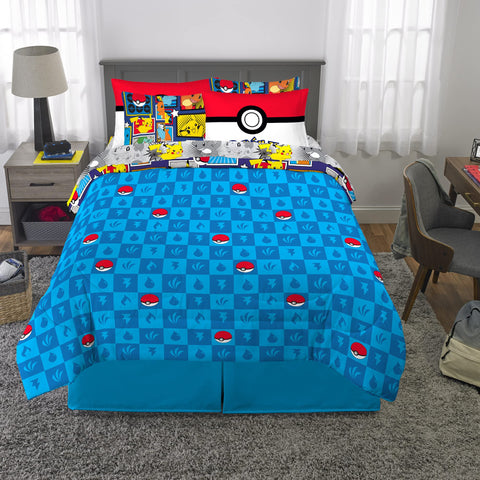 Franco full comforter laid on full mattress showing true-to-size fit and coverage