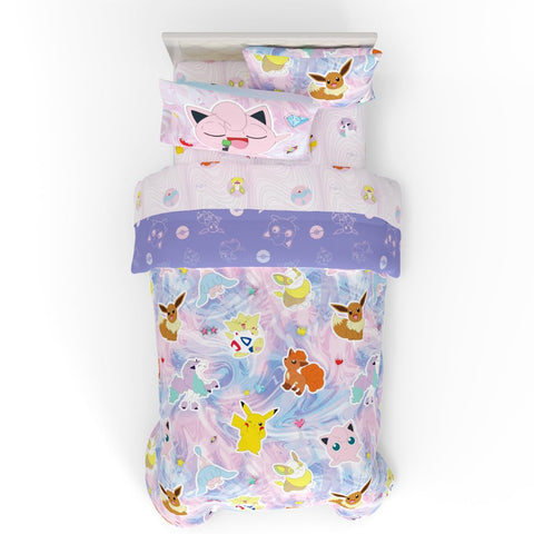 Franco front comforter display showing Pokémon characters and bright colors for playful decor
