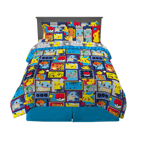 Franco front view comforter with Pikachu Charmander Squirtle for vibrant room appeal
