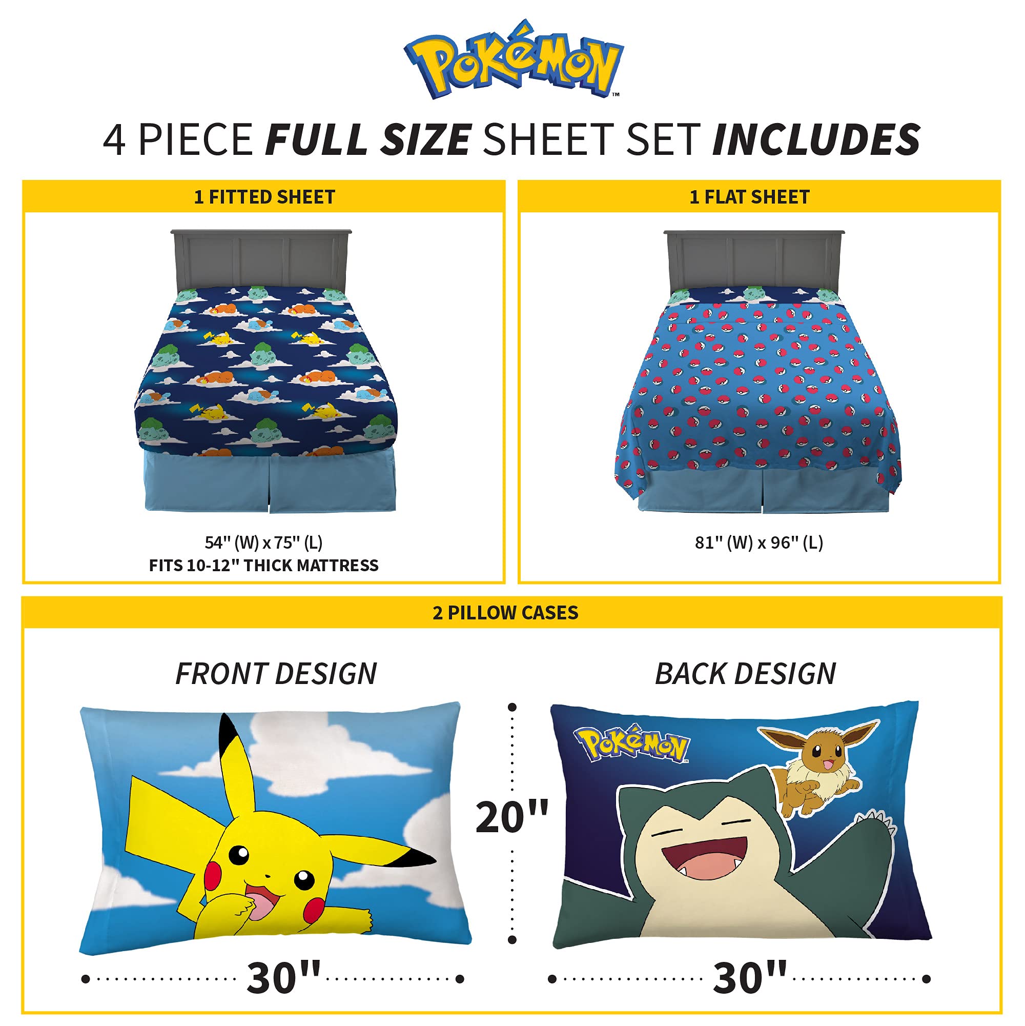 Franco pillowcase with large Pokémon character art, encourages imaginative sleep time