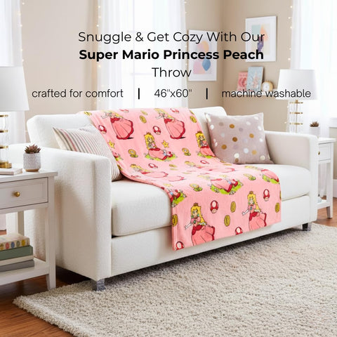 Franco Princess Peach throw close-up texture highlighting silk-touch plush for soft comfort