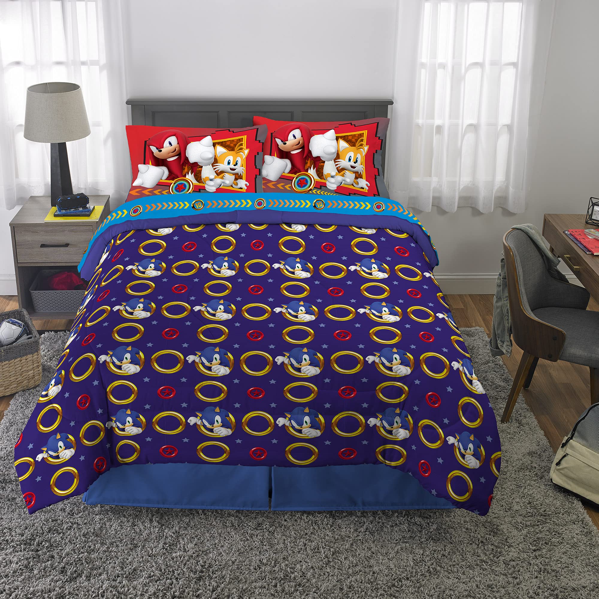 Franco full bed in child's room styled with Sonic set for themed décor
