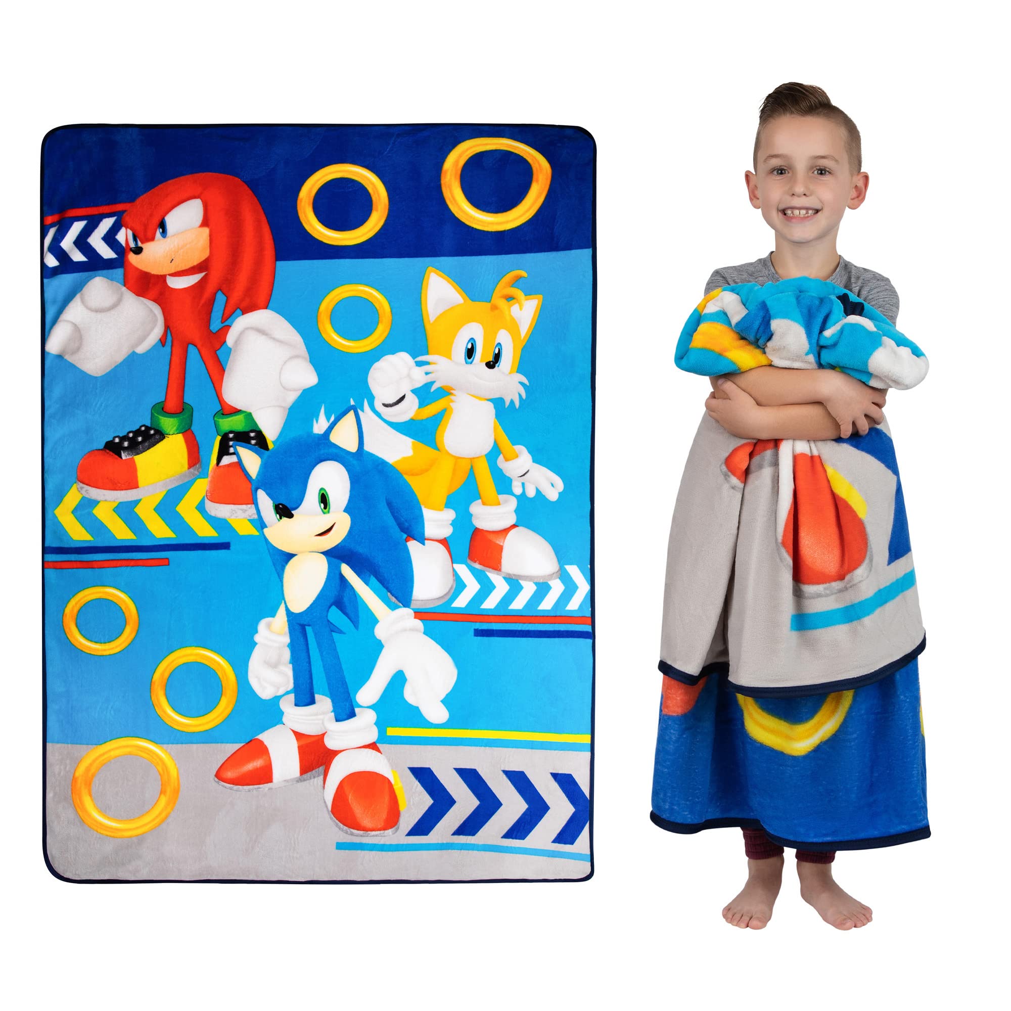 Franco Sonic blanket front view showing characters and bright colors for fandom appeal