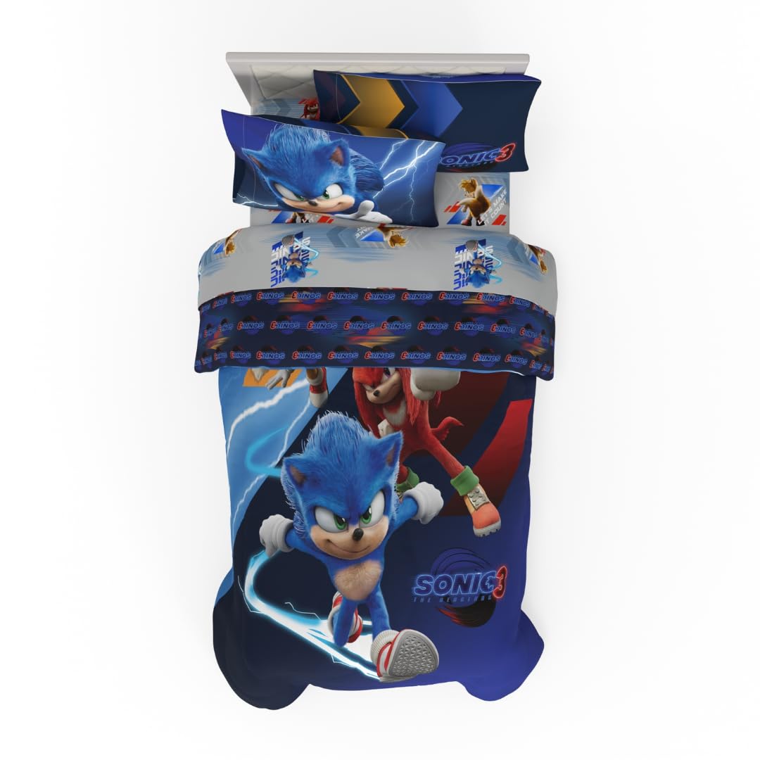Franco Sonic front comforter showing characters and bold design for excitement