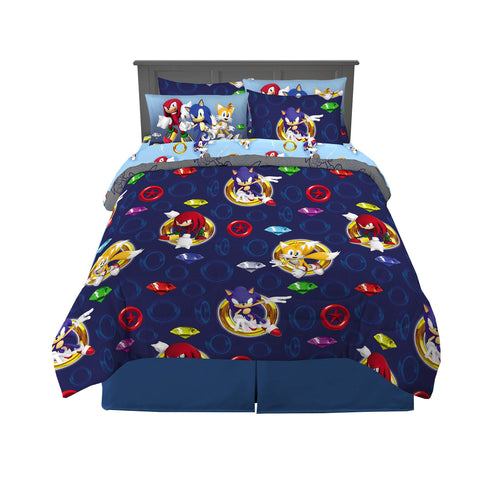 Franco Sonic comforter front view showing characters and vibrant colors for playful style