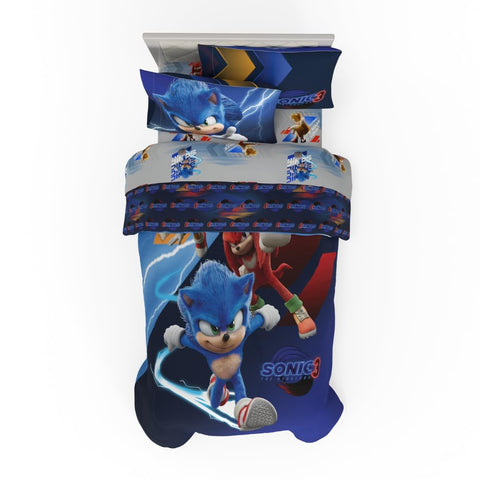 Franco Sonic front comforter showing characters and bold design for excitement