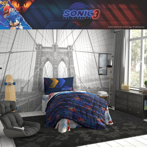 Franco Sonic bedroom setup with bedding to inspire themed room ideas