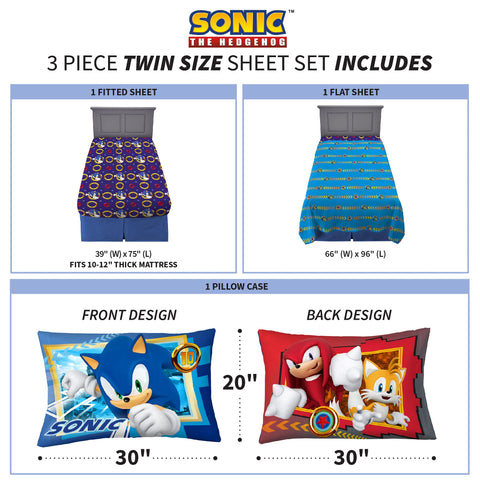 Franco Sonic pillowcase artwork featuring characters for bedside excitement
