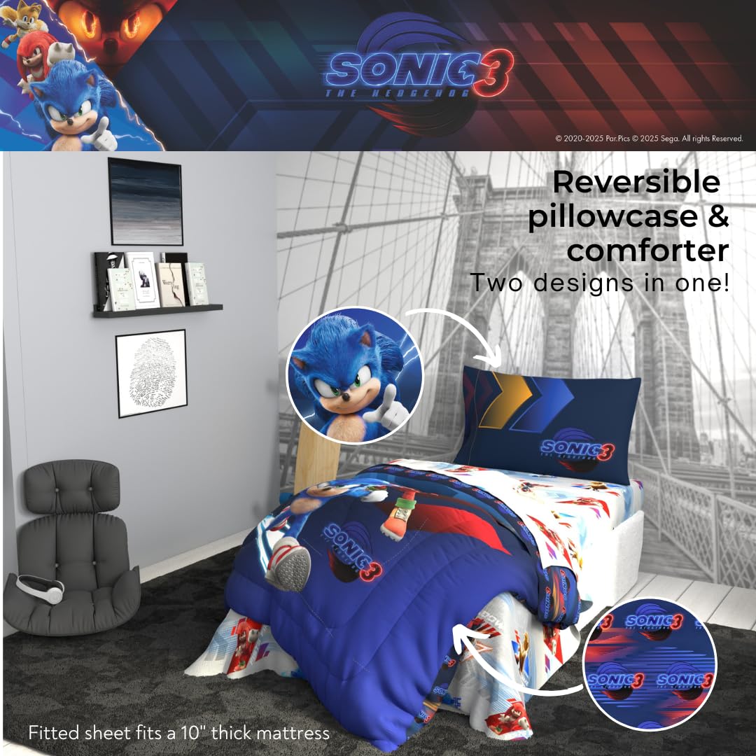 Franco Sonic comforter on twin bed showing fit and scale in room