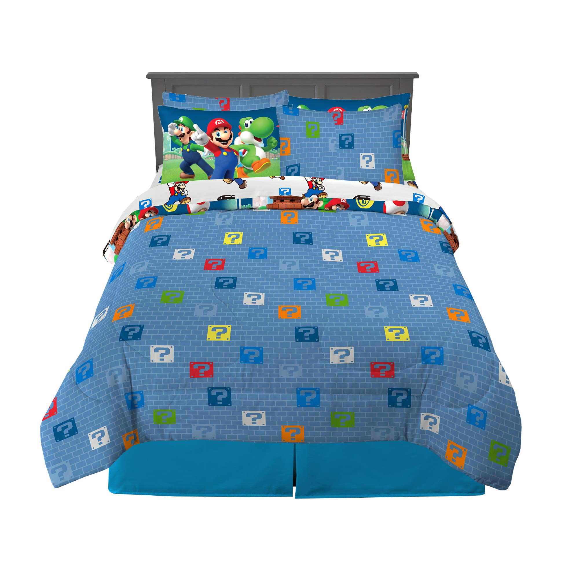 Franco Super Mario comforter reverse with question block pattern for playful change