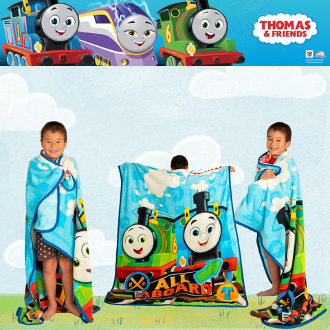 Franco Thomas throw beside child to show 46 by 60 inch size and fit