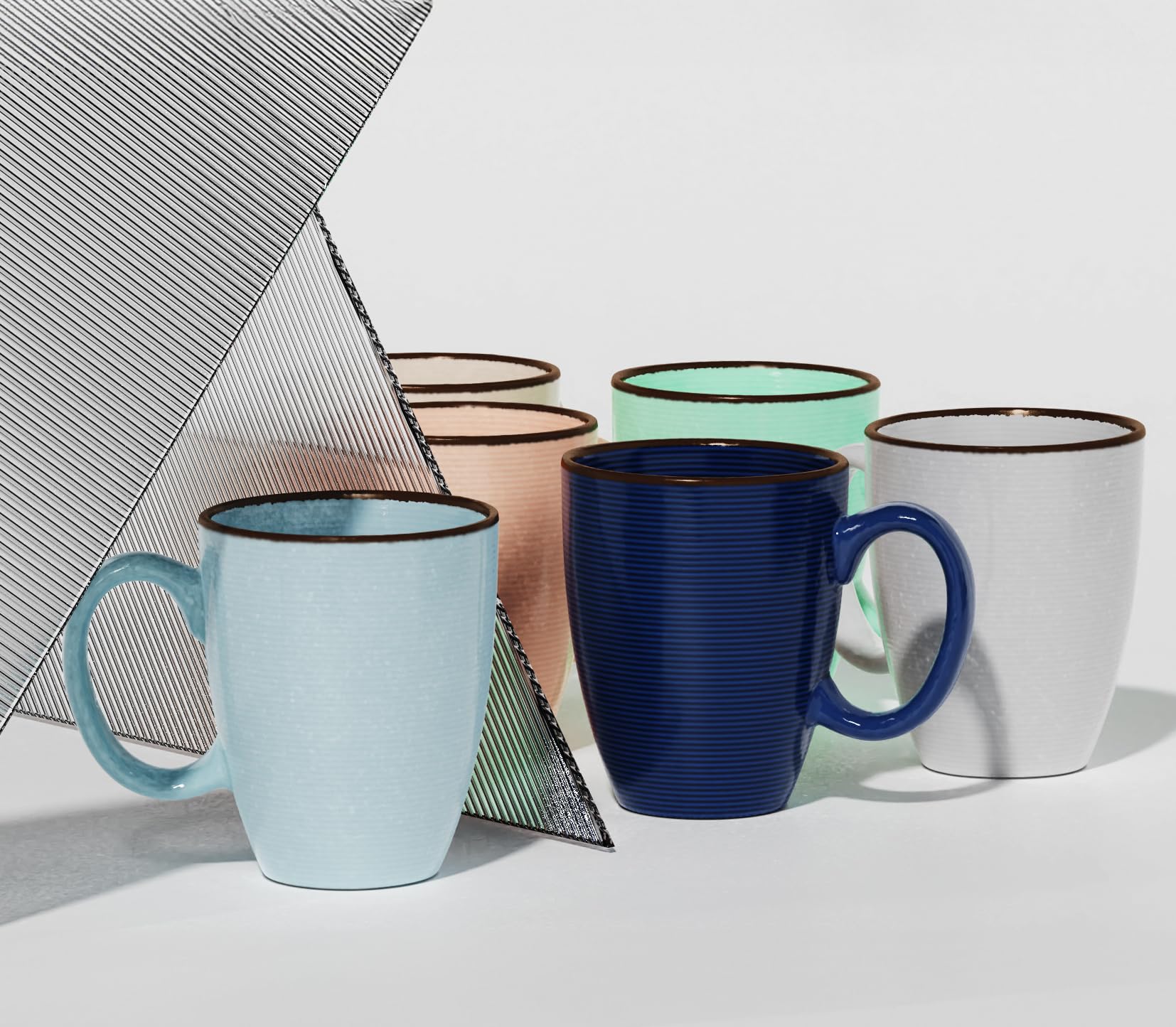 Francois et Mimi colorful row of cups offering coordinated serving options